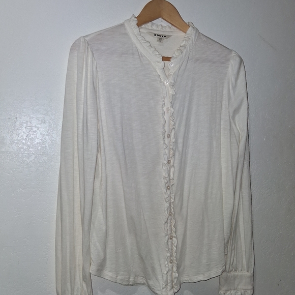 BODEN Caroline Ivory Ruffle Button Down Top - Picture 7 of 9